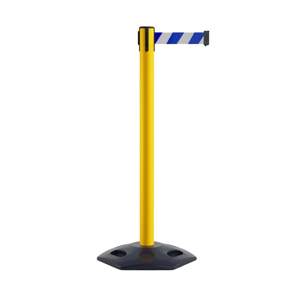 Montour Line Stanchion Belt Barrier Rubber Base Yellow Post 11ft.Blu/Wh Belt MSR630-YW-BWD-110